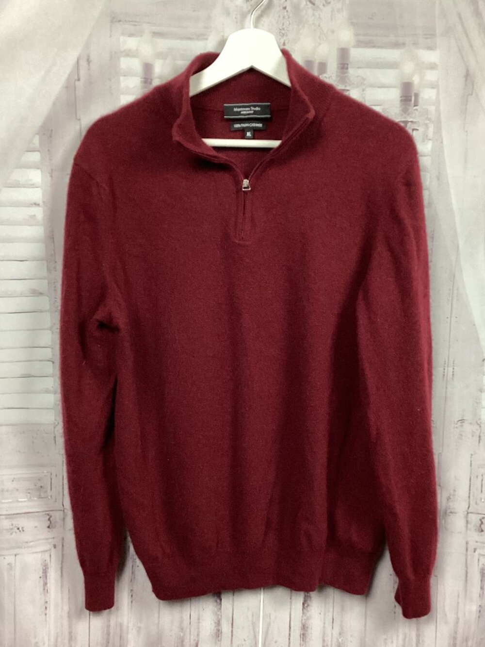 Mantovani Studio Cashmere 1/4 Zip Sweater Dark Red XL